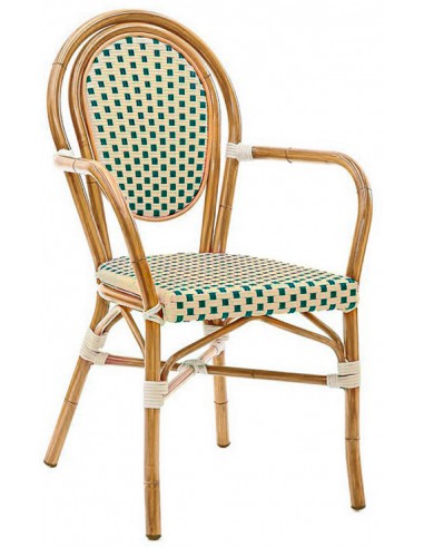 Sedia per esterno -Struttura in alluminio verniciato effetto bambù - Rivestimento in piattina di nylon - cm 39 x 42 x 89 h