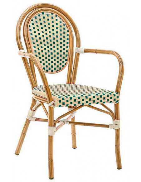 Sedia per esterno -Struttura in alluminio verniciato effetto bambù - Rivestimento in piattina di nylon - cm 39 x 42 x 89 h