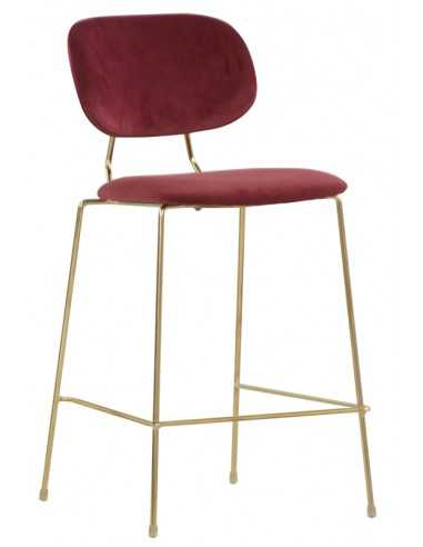 Indoor Stool - Brass Metal Structure - Velvet Cover - Dimensions cm 45 x 43 x 103h