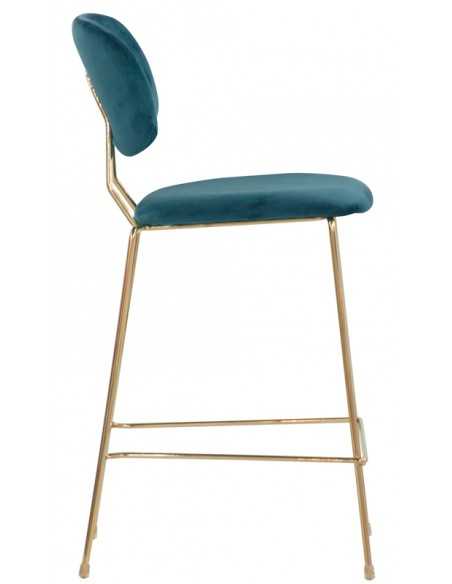 Indoor Stool - Brass Metal Structure - Velvet Cover - Dimensions cm 45 x 43 x 103h