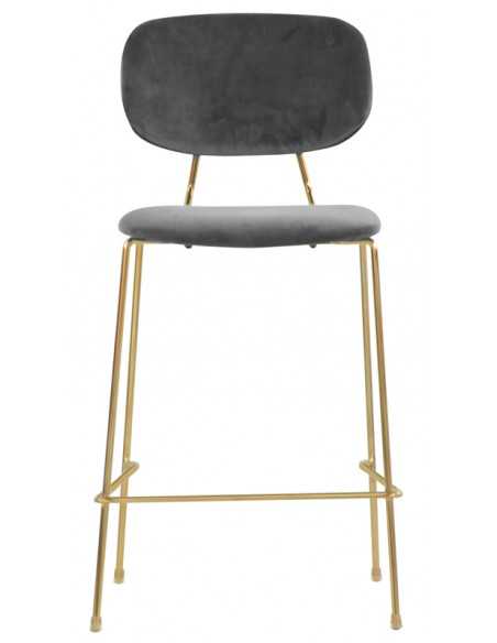 Indoor Stool - Brass Metal Structure - Velvet Cover - Dimensions cm 45 x 43 x 103h