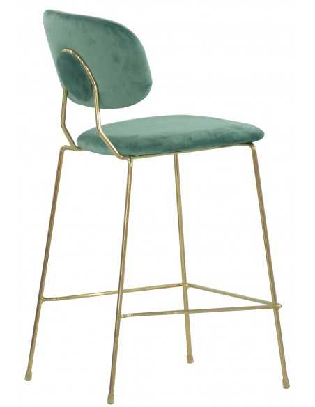 Taburete interior - Estructura de metal de latón - Funda de terciopelo - Dimensiones cm 45 x 43 x 103h