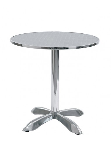 Tavolo da esterno - Struttura in alluminio - Piano in acciaio inox - Dimensioni cm Ø 70 x H73