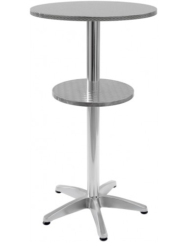 Outdoor table - Aluminum frame - Stainless steel top - Dimensions cm Ø 60 x H106