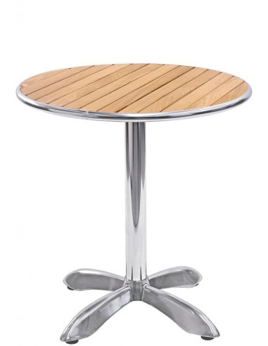 Tavolo da esterno - Struttura in alluminio - Piano in legno - Altezza 73