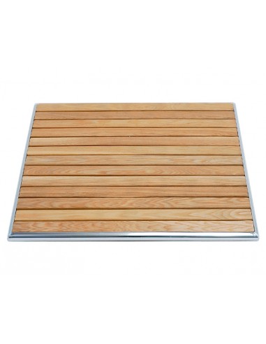 Piano per esterno - ​Piano WOOD in doghe di legno bordato in alluminio - Confezione da 2 pezzi