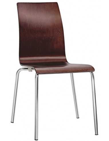 Indoor stool - Chromed metal frame Ø22 mm - Plywood shell - Dimensions 41 x 42 x 86 h cm