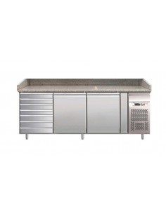 Pizza counter 2 doors and drawers - cm 202.5 x 80 x 100 h
