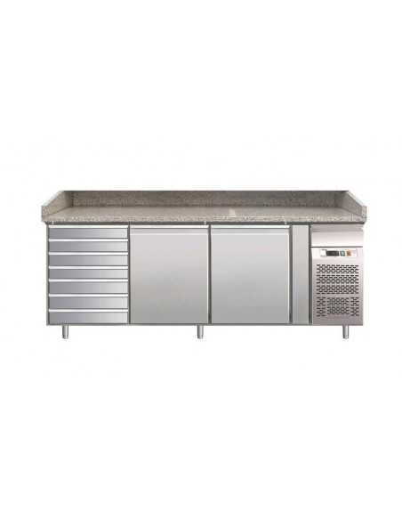 Banco pizza 2 porte e cassettiera - cm 202.5 x 80 x 100 h Banco pizza 2 porte e cassettiera - cm 202.5 x 80 x 100 h
