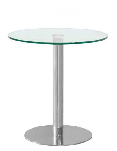 Tavolo per interno - Base in acciaio inox cromato - Piano in vetro temperato - Spessore 13 mm - Dimensioni cm Ø 70 x H 72