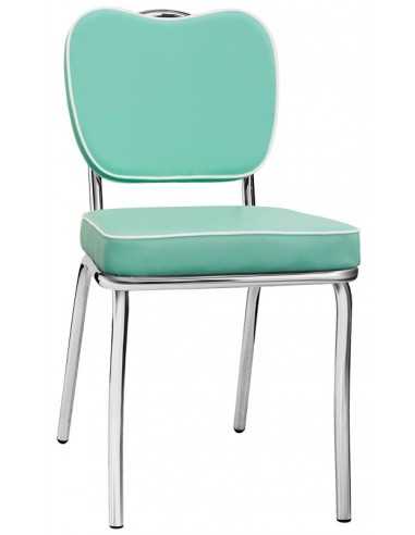 Interior chair - Chrome metal structure - Chair and back in eco-leather - Dimensions cm 45 x 53 x 85 h