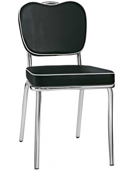 Silla de interior - Estructura de metal cromo - Silla y espalda en poliéster - Dimensiones cm 45 x 53 x 85 h