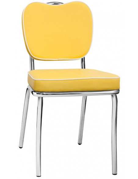 Interior chair - Chrome metal structure - Chair and back in eco-leather - Dimensions cm 45 x 53 x 85 h