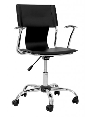 Office chair - Chrome metal structure - Chair and back in eco-leather - Dimensions cm 49 x 57 x 84/92 h