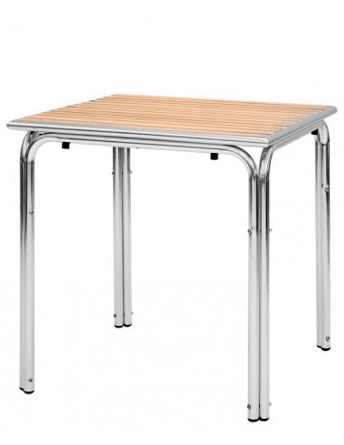 Tavolo per esterno - Struttura in alluminio - Piano in doghe di legno