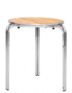 Outdoor table - Aluminum frame - Wooden slats top