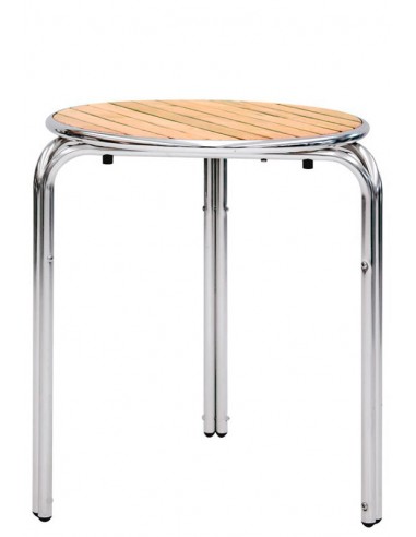 Tavolo per esterno - Struttura in alluminio - Piano in doghe di legno