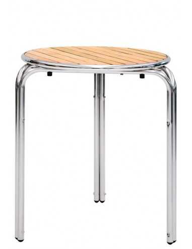 Outdoor table - Aluminum frame - Wooden slats top