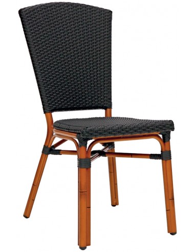 Sedia per esterno - Alluminio verniciato effetto bambù - Rivestimento in piattina di polietilene - cm 41 x 41 x 91 h