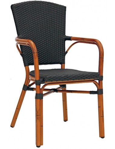 Sedia per esterno - Alluminio verniciato effetto bambù - Rivestimento in piattina di polietilene - cm 45 x 41 x 91 h