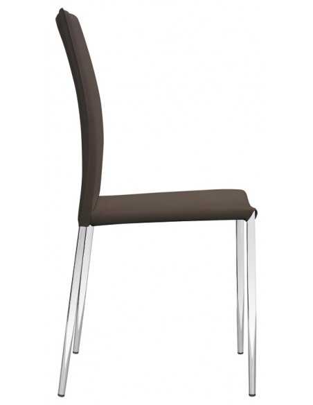 Sedia da interno - Struttura in metallo cromato - Rivestimento in ecopelle - Dimensioni cm 41.5 x 41.5 x 90 h