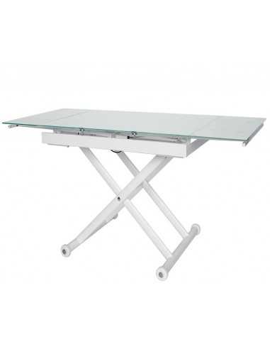 Table for interior - Structure in painted steel - Extensible top in crystal thickness 8 mm - cm 100/160 x 70 x 76/45 h