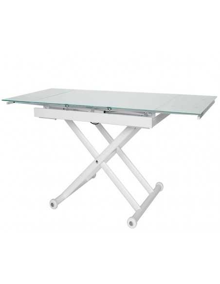 Mesa interior - Estructura de acero pintado - Extensible superior en espesor de cristal 8 mm - cm 100/160 x 70 x 76/45 h