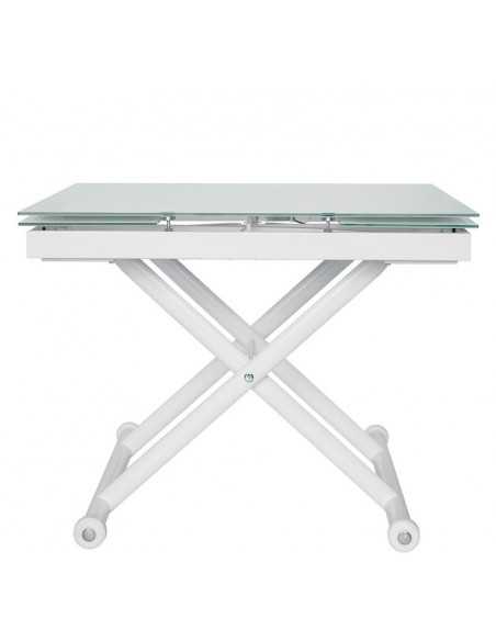 Mesa interior - Estructura de acero pintado - Extensible superior en espesor de cristal 8 mm - cm 100/160 x 70 x 76/45 h