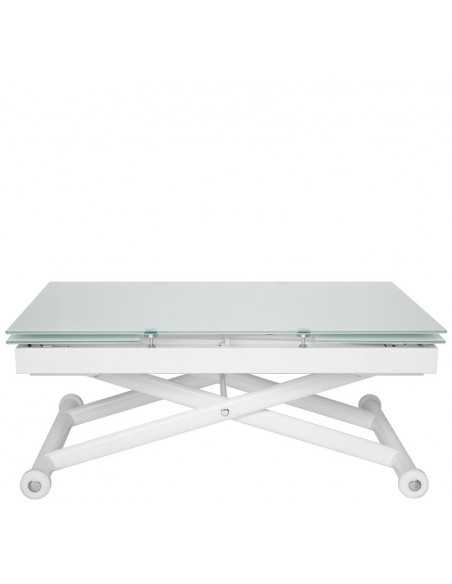 Table for interior - Structure in painted steel - Extensible top in crystal thickness 8 mm - cm 100/160 x 70 x 76/45 h