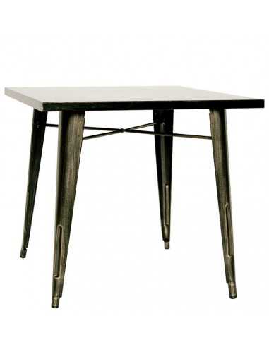 Mesa interior - Estructura de metal pintado con efecto antiguo - Dimensiones cm 82 x 82 x 76 h