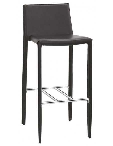 Sgabello per interno - Struttura in metallo cromato - Rivestimento in ecopelle - Dimensioni cm 41 x 37 x 100h