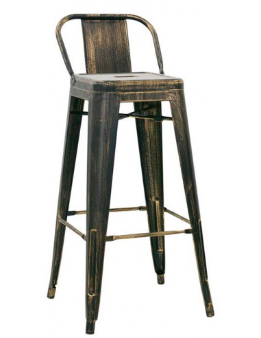 Stool for interior - Structure in painted metal with antique effect - Dimensions cm 30 x 30 x 98 h