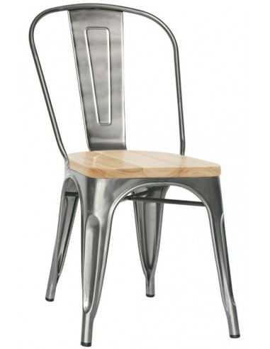 Chair for interior - Painted metal frame with transparent varnish - Wooden seat - Dimensions cm 36 x 36 x 85 h