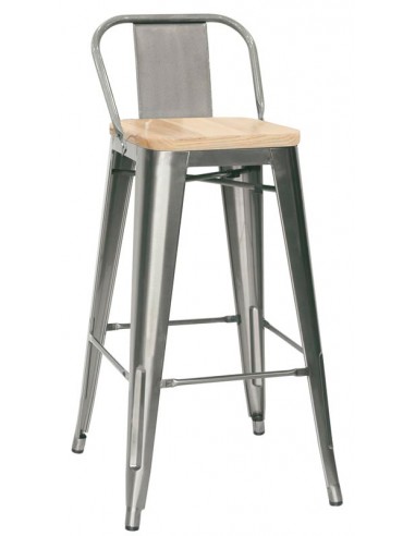 Stool for interior - Painted metal frame with transparent varnish - Wooden seat - Dimensions cm 30 x 30 x 98 h