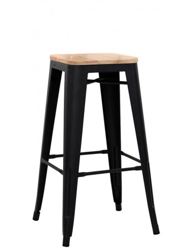 Stool for interior - Painted metal structure - Wooden seat - Dimensions cm 30 x 30 x 76 h