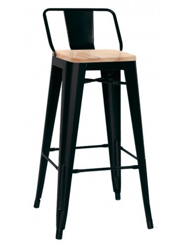 Stool for interior - Painted metal structure - Wooden seat - Dimensions cm 30 x 30 x 98.5 h