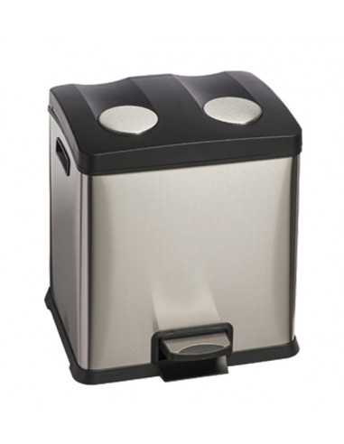 Waste bin for separate waste collection - Capacity 2 x 12 liters - Pedal opening - Cm 41 x 39 x 43 h