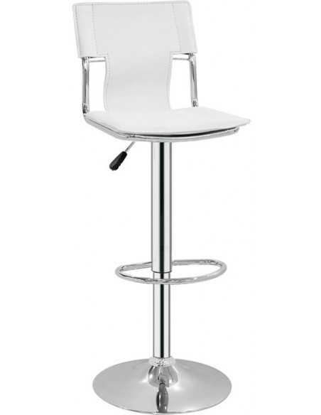 Sgabello da interno - Struttura in metallo cromato - Seduta e schienale in ecopelle - Dimensioni cm 37 x 32 x 86/108 h