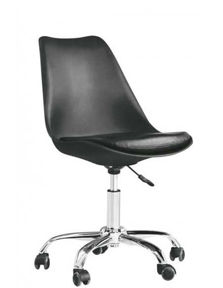 Silla interior - Estructura de metal cromado - Concha de polipropileno - Cojín de cuero- cm 39 x 43 x 78/90 h