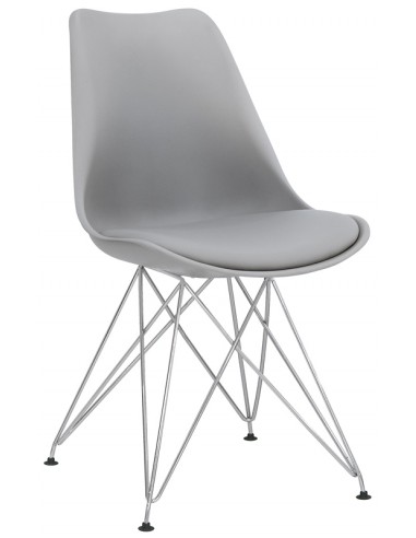 Chair for interior - Chrome metal structure - Polypropylene shell - Eco-leather cushion - Dimensions cm 48 x 50 x 82 h