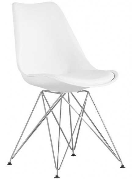 Silla para el interior - Estructura de metal Chrome - Concha de polipropileno - Cojín de cuero - Dimensiones cm 48 x 50 x 82 h