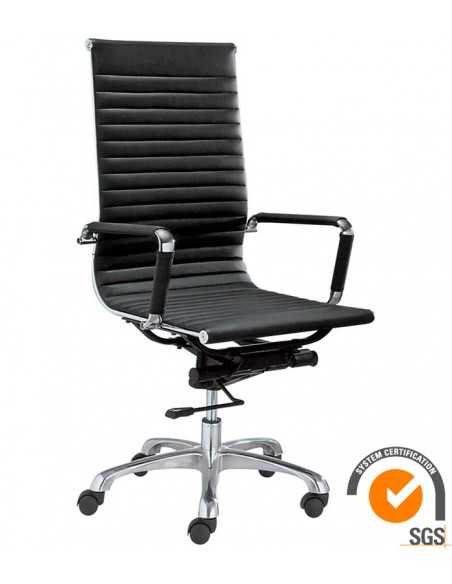 Silla de oficina - Estructura en aluminio y acero cromado - Cubierta en polipiel - Dimensiones cm 58 x 59 x 105/111 h