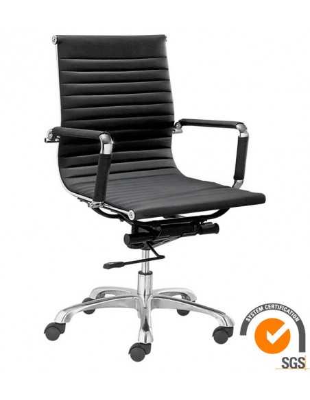 Silla de oficina - Estructura en aluminio y acero cromado - Cubierta en polipiel - Dimensiones cm 58 x 59 x 95/89 h