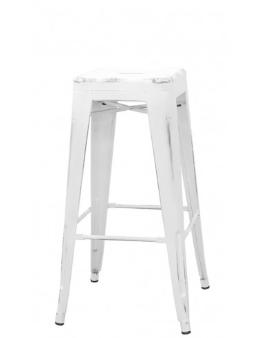 Stool for interior - Structure in painted metal with antique effect - Dimensions cm 30 x 30 x 76 h