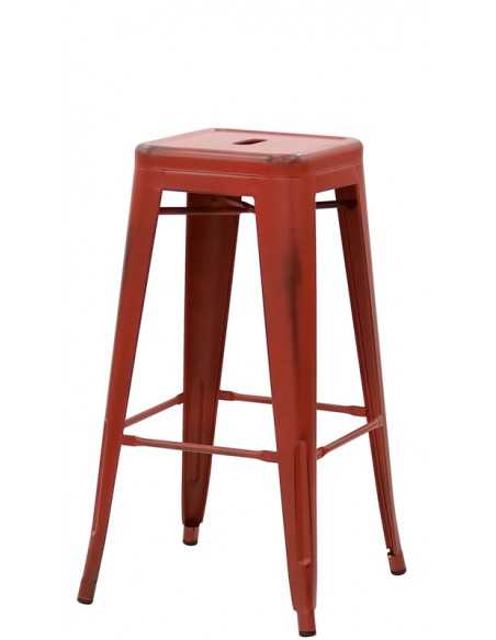 Stool for interior - Structure in painted metal with antique effect - Dimensions cm 30 x 30 x 76 h