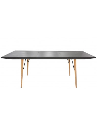 Indoor table - Painted metal and wood - Extensible top made of stone-effect MDF - cm 160/220 x 90 x 76 h