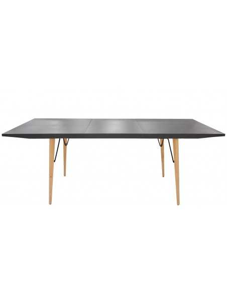 Indoor table - Painted metal and wood - Extensible top made of stone-effect MDF - cm 160/220 x 90 x 76 h