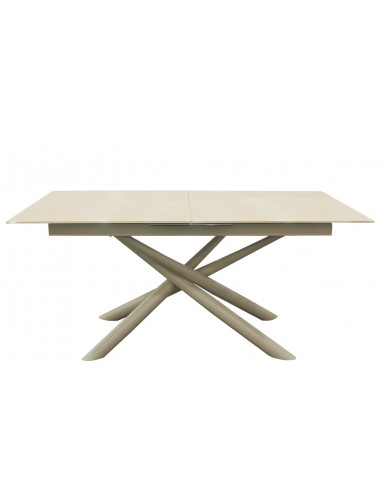 Table for interior - Extensible top in crystal thickness 10 mm - Painted metal frame - cm 180/220 x 90 x 76 h