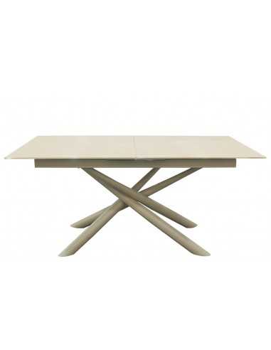 Table for interior - Extensible top in crystal thickness 10 mm - Painted metal frame - cm 180/220 x 90 x 76 h