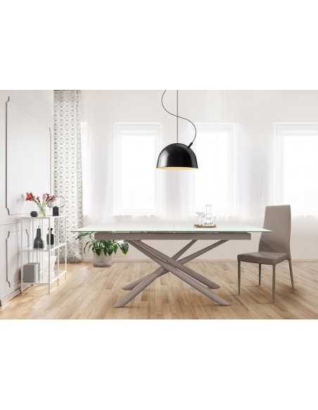 Tabla para interior - Extensible superior en espesor de cristal 10 mm - Marco metálico pintado - cm 180/220 x 90 x 76 h